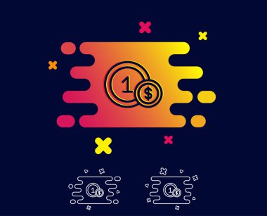 Paralar satırı simgesi. Para işareti. Doları para birimi simgesi. Nakit ödeme yöntemi. Degrade afiş satırı simgesi ile. Soyut şekli. Vektör