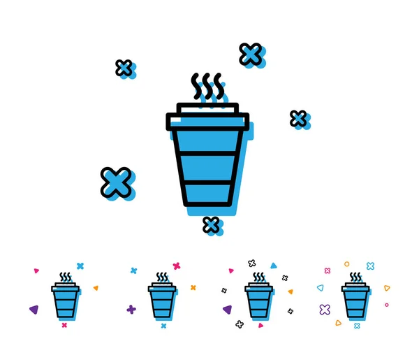Kaffeetasse Zum Mitnehmen Heißgetränk Schild Ausnahmesymbol Liniensymbol Mit Geometrischen Elementen — Stockvektor