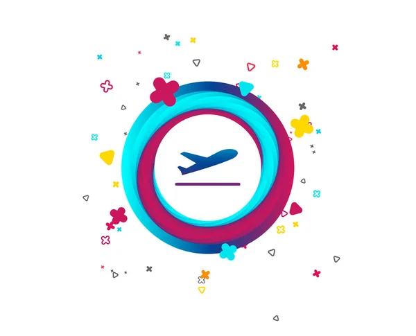 Значок Взлёта Самолёта Символ Авиатранспорта Цветная Кнопка Иконкой Геометрические Элементы — стоковый вектор