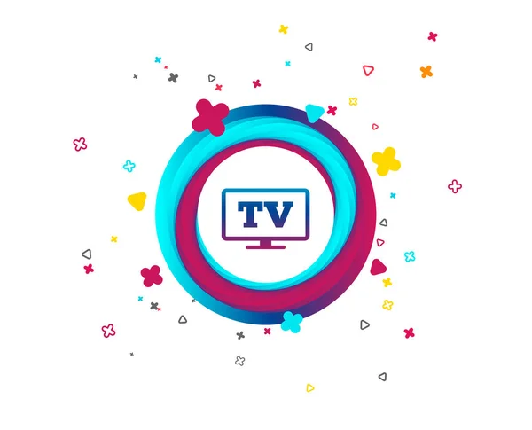 Widescreen Sign Icon Television Set Symbol Colorful Button Icon Geometric — Stock Vector