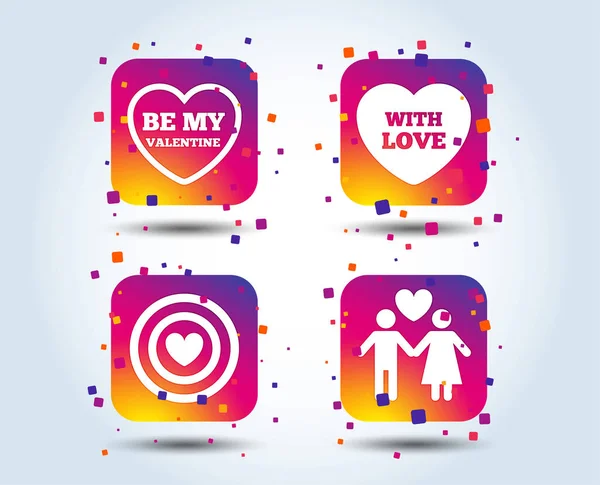 Valentinstag Liebe Ikonen Zielscheibe Mit Herz Symbol Liebespaare Unterschreiben Farbverlauf — Stockvektor