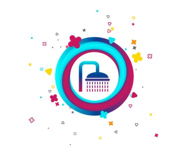 Duş işareti simgesi. Pislik su ile sembol bırakır. Renkli düğme simgesi olan. Geometrik öğeleri. Vektör