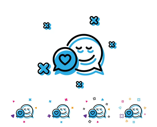 Comic Speech Bubble Smile Line Icon Chat Emotion Heart Sign — Stock Vector