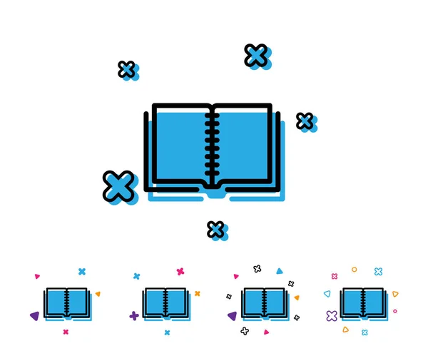 图书线图标 教育符号 指令或电子学习符号 带有几何元素的线条图标 色彩鲜艳的设计 — 图库矢量图片