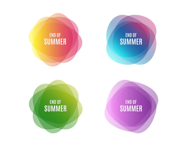 End of Summer Sale. Special offer price sign. Advertising Discounts symbol. Colorful round banners. Overlay colors shapes. Abstract design concept. Vector