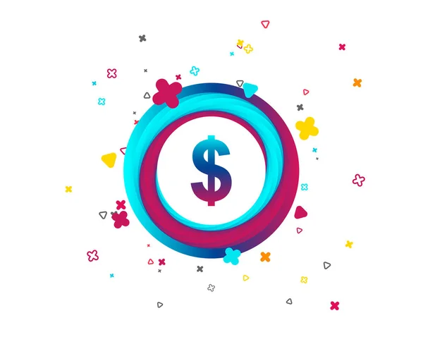 Dollar Logga Ikonen Usd Valutasymbol Pengar Etikett Färgglad Knapp Med — Stock vektor