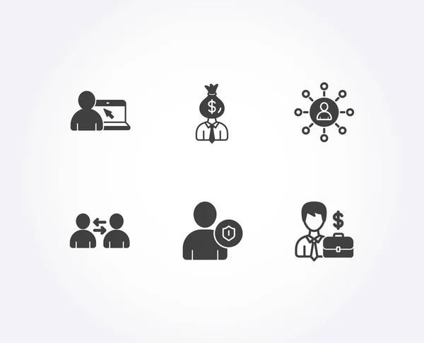 Set Icone Sicurezza Istruzione Comunicazione Online Responsabile Networking Business Man — Vettoriale Stock