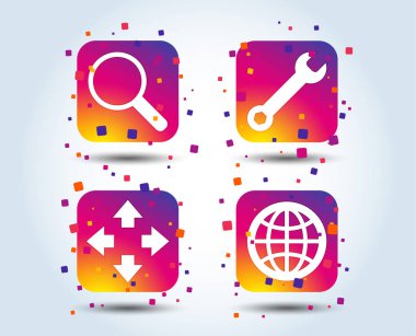 Tarayıcı renk gradyan kare düğmeleri. Düz tasarım konsepti.