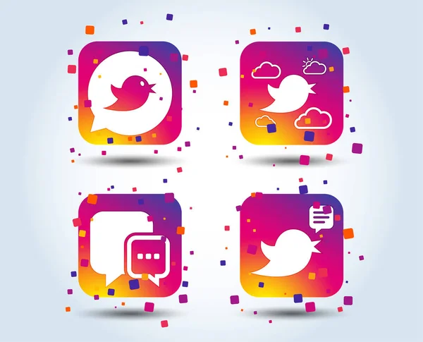 Vogelsymbole Sprechblasen Den Sozialen Medien — Stockvektor