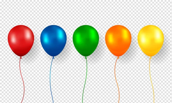 Balloon Vector Realistic Flying Birthday Helium Balloon Isolated Transparent Background — Stock Vector