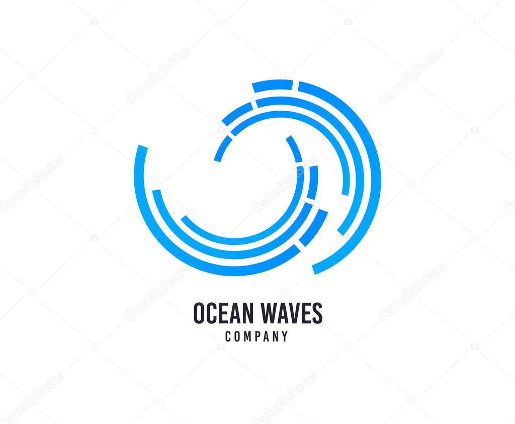 Wave logo. Surfing company vector icon. Sea water waves logo.