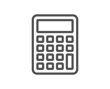 Hesap makinesi satırı simgesi. İşareti muhasebe. Finans simgesi hesaplayın. Kalite tasarım öğesi. Klasik tarzı hesap makinesi. Düzenlenebilir inme. Vektör