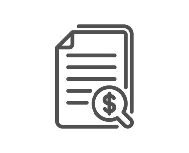 Finansal belgeler satırı simgesi. Denetim veya işareti muhasebe. Finans simgesi denetleyin. Kalite tasarım öğesi. Klasik tarzı. Düzenlenebilir inme. Vektör