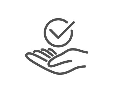 Onaylanmış satırı simgesi. Kabul edilen veya teyit işareti. Doğrulanmış sembolü. Kalite tasarım öğesi. Klasik tarzı. Düzenlenebilir inme. Vektör