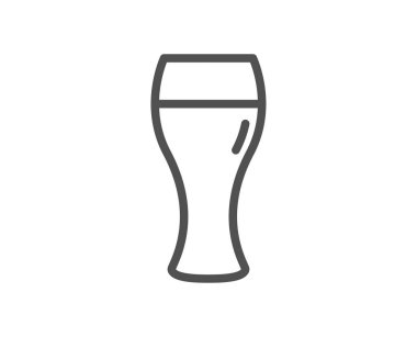 Bira cam satırı simgesi. Pub zanaat bira işareti. Bira içecek sembolü. Kalite tasarım öğesi. Klasik tarzı cam. Düzenlenebilir inme. Vektör