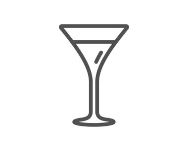 Martini cam satırı simgesi. Şarap kadehi işaret. Kalite tasarım öğesi. Klasik tarzı. Düzenlenebilir kontur martini. Vektör