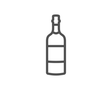 Konyak şişesi satırı simgesi. Viski ya da viski alkol işareti. Kalite tasarım öğesi. Klasik tarzı. Düzenlenebilir inme. Vektör