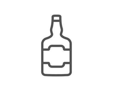 Viski şişesi satırı simgesi. Viski alkol işareti. Kalite tasarım öğesi. Klasik tarzı. Düzenlenebilir inme. Vektör