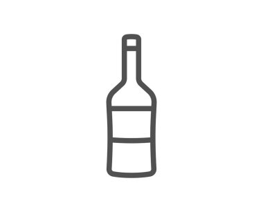Şarap şişesi satırı simgesi. Merlot veya Cabernet Sauvignon işareti. Kalite tasarım öğesi. Klasik tarzı. Düzenlenebilir inme. Vektör