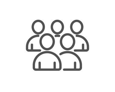 Grup satırı simgesi. İş yönetimi işareti. Ekip çalışması sembolü. Kalite tasarım öğesi. Klasik tarzı. Düzenlenebilir inme. Vektör