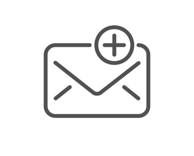 Yeni posta satırı simgesi. İleti yazışma işareti ekleyin. E-posta simgesi. Kalite tasarım öğesi. Klasik tarzı. Düzenlenebilir inme. Vektör