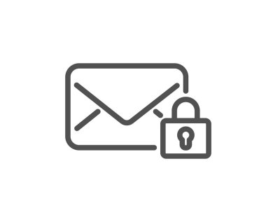 Güvenli posta satırı simgesi. Özel Mesaj yazışma işareti. E-posta simgesi. Kalite tasarım öğesi. Klasik tarzı. Düzenlenebilir inme. Vektör