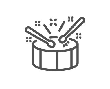 Sopaları satırı simgesi ile davul. Müzik işareti. Müzik aleti sembolü. Kalite tasarım öğesi. Klasik tarzı müzik davul. Düzenlenebilir inme. Vektör