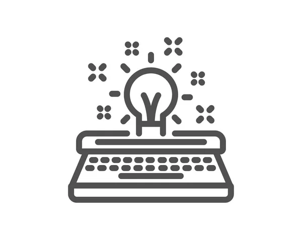 Ícone Linha Máquina Escrever Sinal Criatividade Inspiração Símbolo Lâmpada Elemento — Vetor de Stock