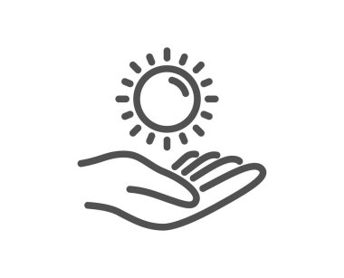 Güneş koruma satırı simgesi. Cilt Bakımı işareti. Kalite tasarım öğesi. Klasik tarzı uv koruma. Düzenlenebilir inme. Vektör