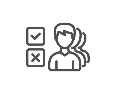 Seçim satırı simgesi. Yanıt işaretini seçin. İş test sembolü. Kalite tasarım öğesi. Klasik tarzı. Düzenlenebilir inme. Vektör