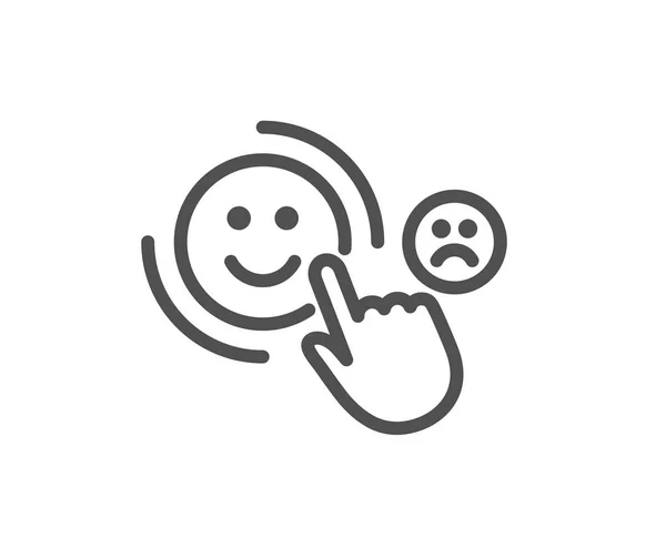 顧客満足度の線のアイコン 肯定的なフィードバックの標識です 笑顔のシンボル 品質デザイン要素 古典的な様式の顧客 編集可能なストローク ベクトル — ストックベクタ