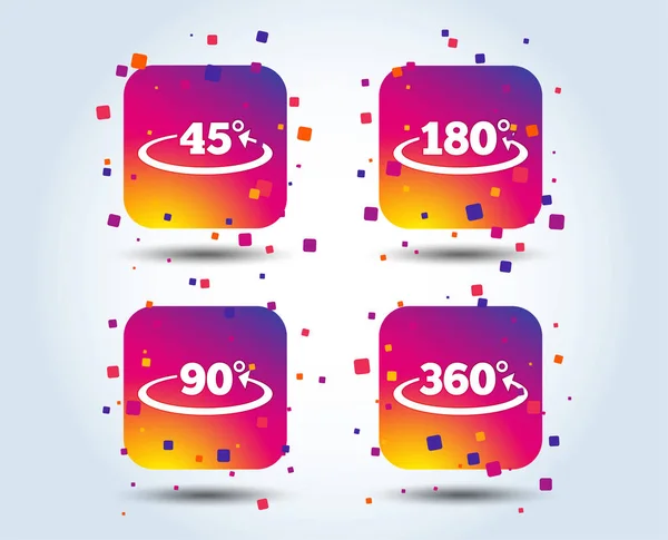 Ángulo 360 Grados Iconos Geometría Signos Matemáticos Símbolos Flecha Rotación — Archivo Imágenes Vectoriales