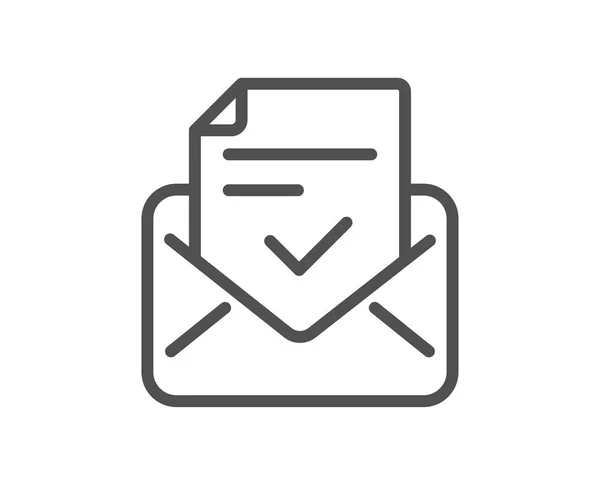 批准的邮件行图标 已接受或已确认的标志 文档符号 质量设计元素 经典风格的邮件 可编辑笔画 — 图库矢量图片