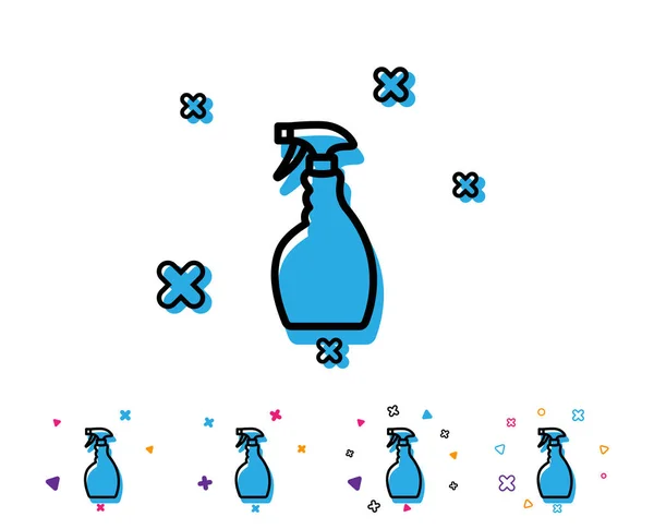 Schoonmaak Spray Lijn Pictogram Wasmiddel Reinigingsmiddel Symbool Schoonmaak Apparatuur Teken — Stockvector