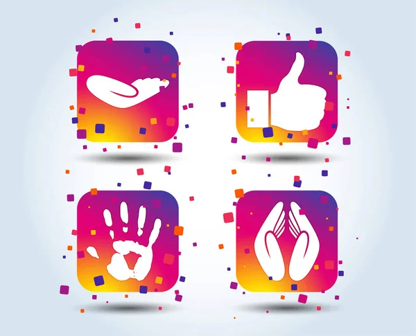 Icone Mano Simbolo Pollice Segno Protezione Assicurativa Aiuto Umano Donazione — Vettoriale Stock