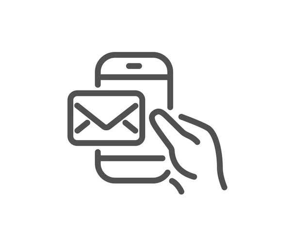 Posłaniec Poczty Linii Ikona Nowy Biuletyn Znak Telefon Mail Symbolu — Wektor stockowy