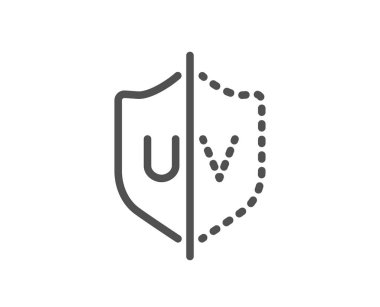 UV koruma satırı simgesi. Cilt Bakımı işareti. Sağlıklı vücut sembolü. Kalite tasarım öğesi. Klasik tarzı uv koruma simgesi. Düzenlenebilir inme. Vektör