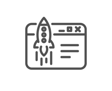 İş satırı simgesi başlatın. Crowdfunding proje oturum başlatın. Yenilik sembolü. Kalite tasarım öğesi. Klasik tarzı iş simgesi başlatın. Düzenlenebilir inme. Vektör