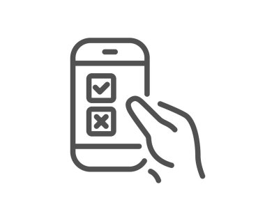 Mobil anket satırı simgesi. Yanıt işaretini seçin. İş görüşme simgesi. Kalite tasarım öğesi. Klasik tarzı anket simgesi. Düzenlenebilir inme. Vektör