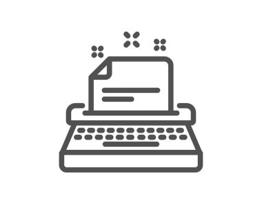 Daktilo satırı simgesi. Belgeleri işareti. Kalite tasarım öğesi. Klasik stil daktilo simgesi. Düzenlenebilir inme. Vektör