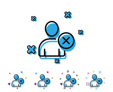 Kullanıcı çizgi simgesini kaldırın. Avatar işareti profil. Kişi siluet simge. Geometrik öğelerle satırı simgesi. Parlak renkli tasarım. Vektör
