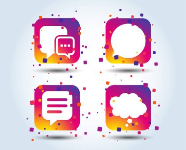 Sohbet kabarcıklar, beyaz arka plan üzerinde renkli vektör simgeler 