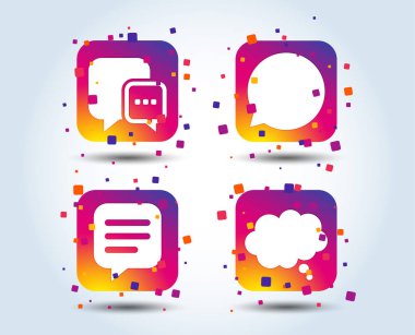 Sohbet kabarcıklar, beyaz arka plan üzerinde renkli vektör simgeler 
