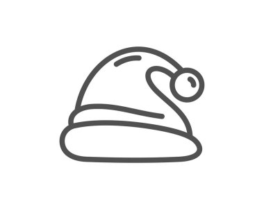 Santa şapka satırı simgesi. Noel ve yeni yıl işareti. Baba sembolü. Kalite tasarım öğesi. Klasik tarzı Noel Baba şapkası. Düzenlenebilir inme. Vektör