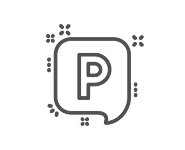 Park satırı simgesi. Araba park konuşma balonu işareti. Ulaşım yer sembolü. Kalite tasarım öğesi. Klasik tarzı park. Düzenlenebilir inme. Vektör