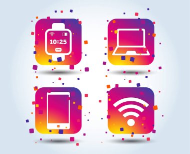 Defter ve smartphone, beyaz arka plan üzerinde renkli vektör simgeler 