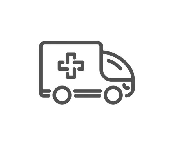 Ambulans Acil Araba Satırı Simgesi Beyaz Arka Plan Üzerinde — Stok Vektör