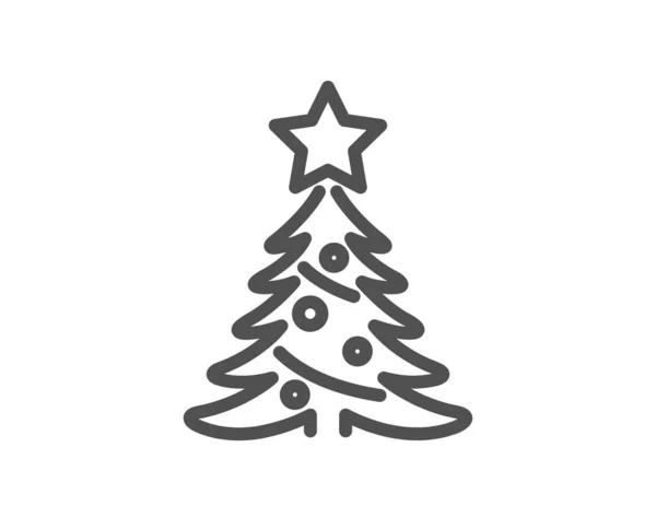 Arbre Noël Ligne Cadeau Icône Signe Nouvel Épicéa Symbole Sapin — Image vectorielle