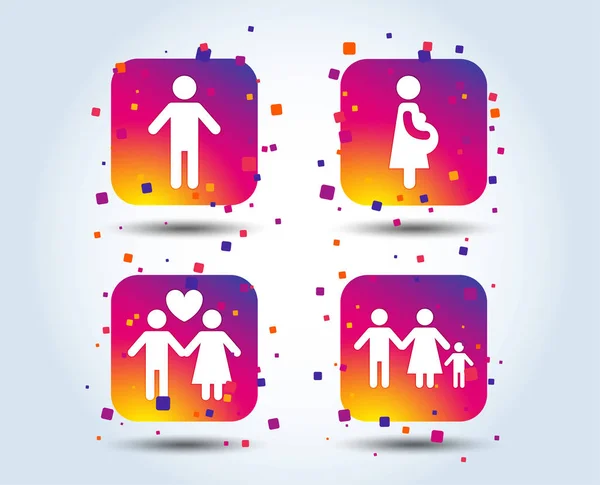 Family Lifetime Theme Colorful Gradient Square Icons White Background — Stock Vector