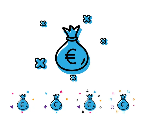 Ícone Linha Saco Dinheiro Cash Banking Sinal Moeda Euro Símbolo — Vetor de Stock